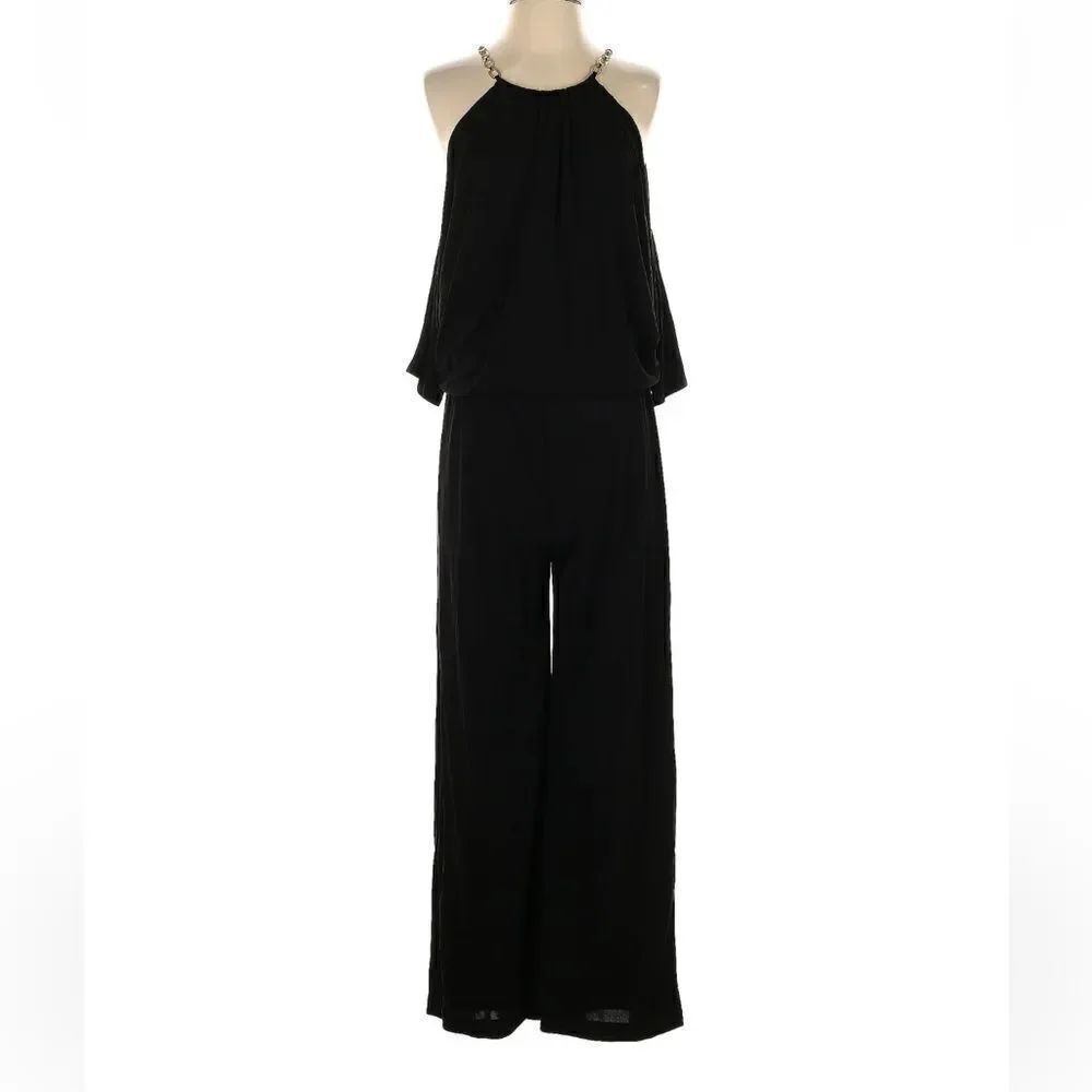 Trina Turk Angie Jumpsuit Gold Chain, Cold Shoulder M, NWT